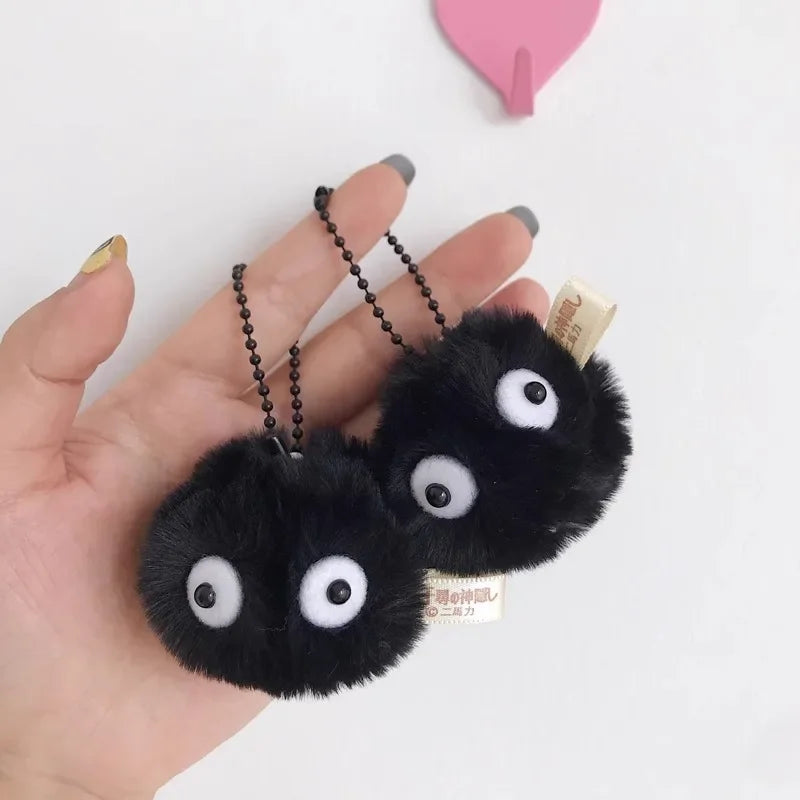 2/4/8PCS Black Elves Pet Toys Keychains Accessories Cute Plush Black Coal Ball Cartoon Bag Pendants