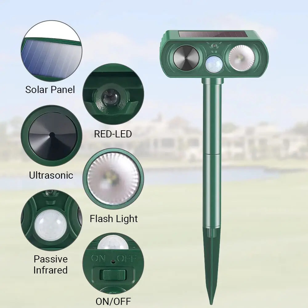 1/2pcs Ultrasonic Solar Power Animal Repellent Pest Repeller PIR Dog Cat Bird