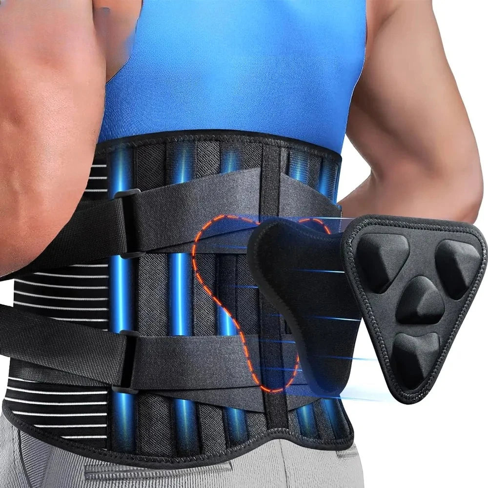 Black Brace for Lower Back Pain Relief, Breathable Waist Brace Adjustable Lumbar Support for Herniated Disc, Sciatica, Scoliosis