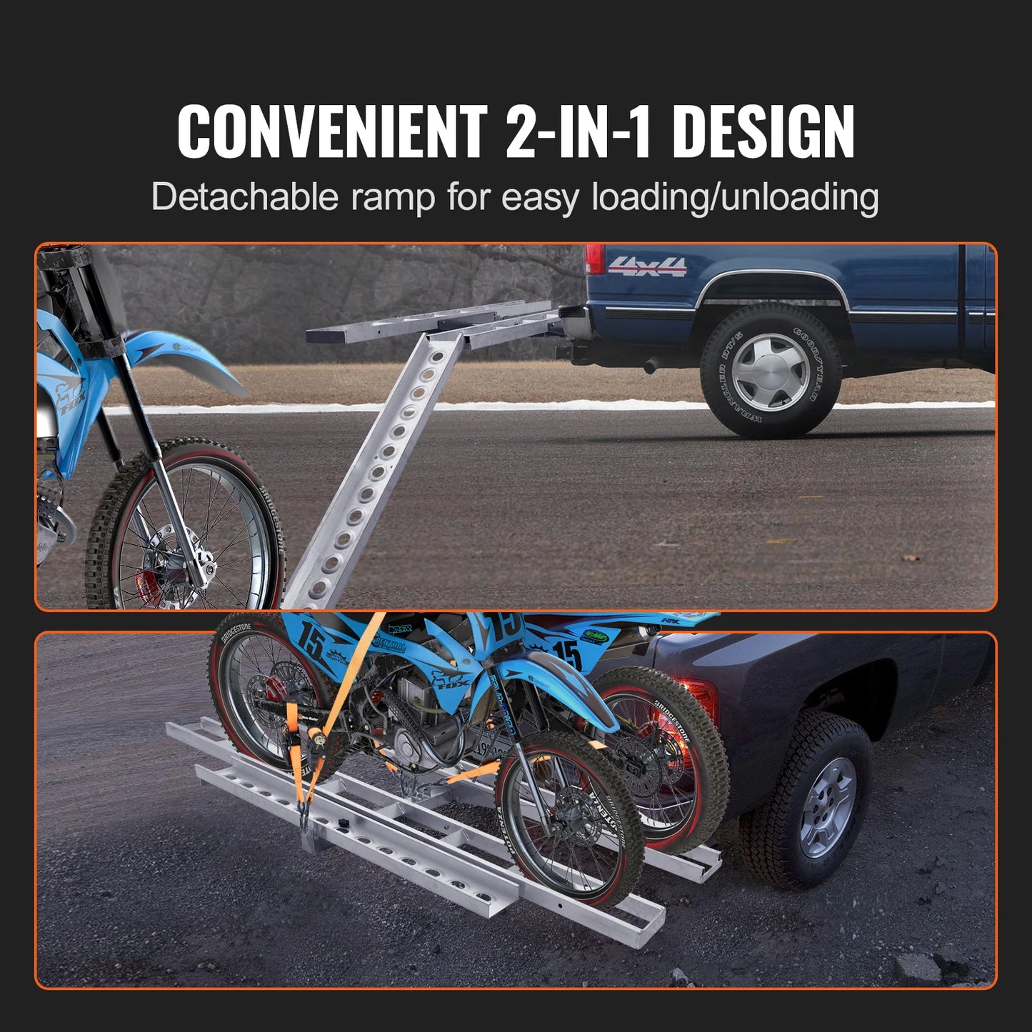 SucceBuy Motorcycle Carrier 2-Bike 600LBS Aluminum Loading Ramp Scooter Dirt Bike Trailer Hauler for Car Truck with 2"  Receiver