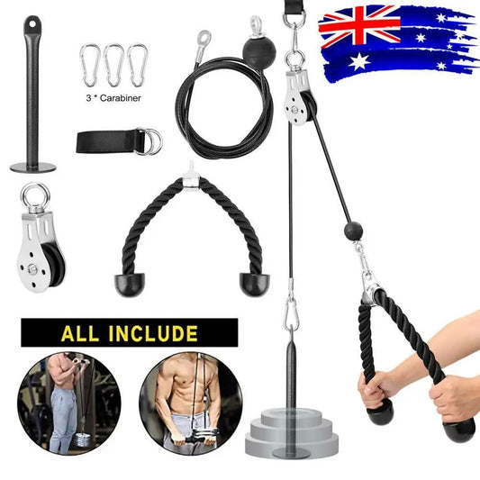 Pulley System Cable Attachment Pull Down Machine DIY Home Gym Workout Kit AU