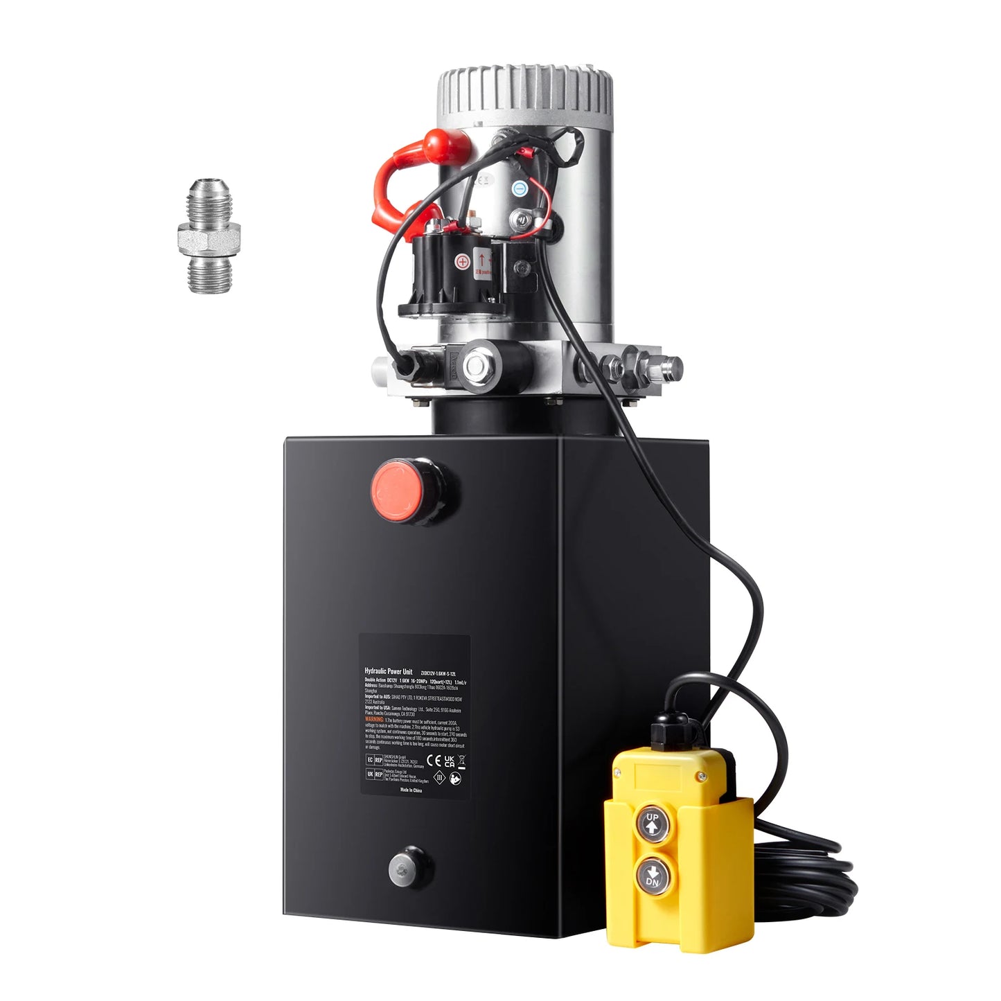 SucceBuy Hydraulic Pump 12 Quart Hydraulic Power Single Acting Dump Trailer Pump 0.91GPM Flow Rate 3200PSI Max Relief Pressure