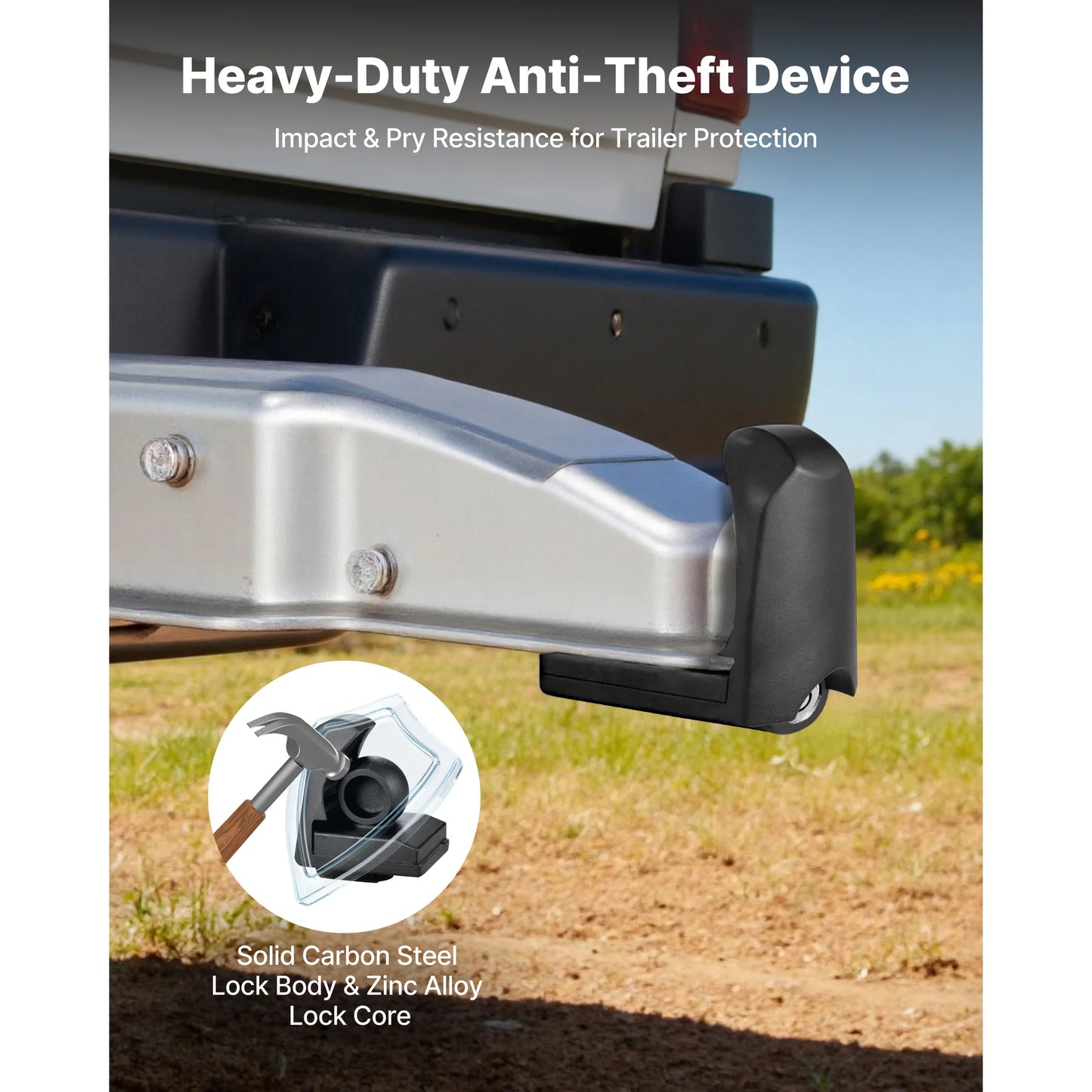 SucceBuy Trailer Hitch Lock Fits 1-7/8in 2in 2-5/16in Couplers Anti-Theft Trailer Ball Lock with 3 Keys for RVs Boats Trailers