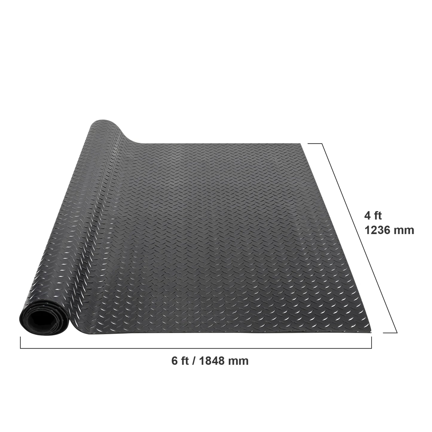 SucceBuy Diamond-Plate Rubber Flooring Roll 4 x 6/8/10/15 ft SBR Rubber Garage Floor Mat Easy to Clean for Under Cars Garage Gym