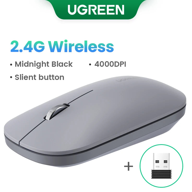UGREEN Mouse 4000 DPI Wireless Mice 40db Silent Click For MacBook Pro M1 M2 iPad Tablet Computer Laptop PC 2.4G Wireless Mouse