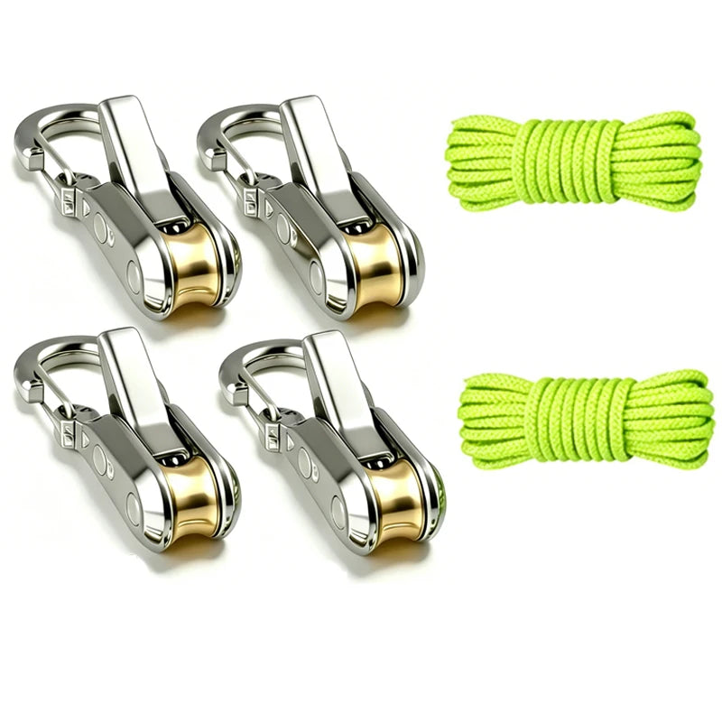 Rope fasteners and tensioners - High-strength retractable paracord with alloy carabiners and windproof binding straps