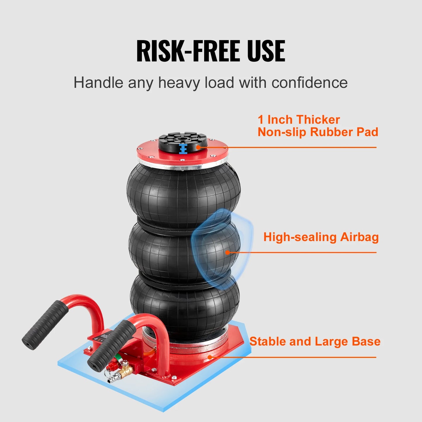 SucceBuy Triple Bag Air Jack 3 Ton/6600 lbs Capacity Portable Pneumatic Car Jack Heavy Duty&Quick Lifting for Garage Car Repair
