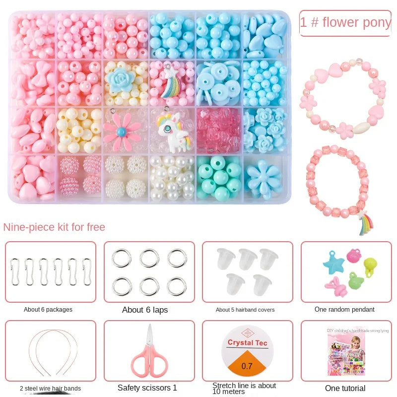 Children's Handmade Beaded Girls Wear Beads Educational Toys Diy Jewelry Bracelet Necklace Jewelry Around Beads Beads Set