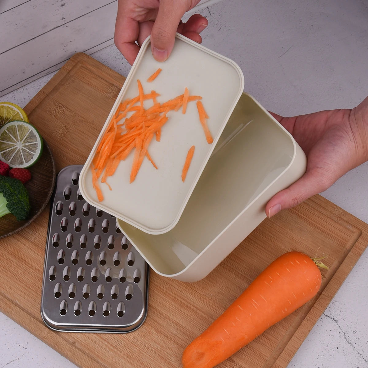 Cheese Grater 2 In1 Fruit Vegetable Chopper Onion Choppers with Container Stainless Steel Rectangle Box Graters Cheese Grater