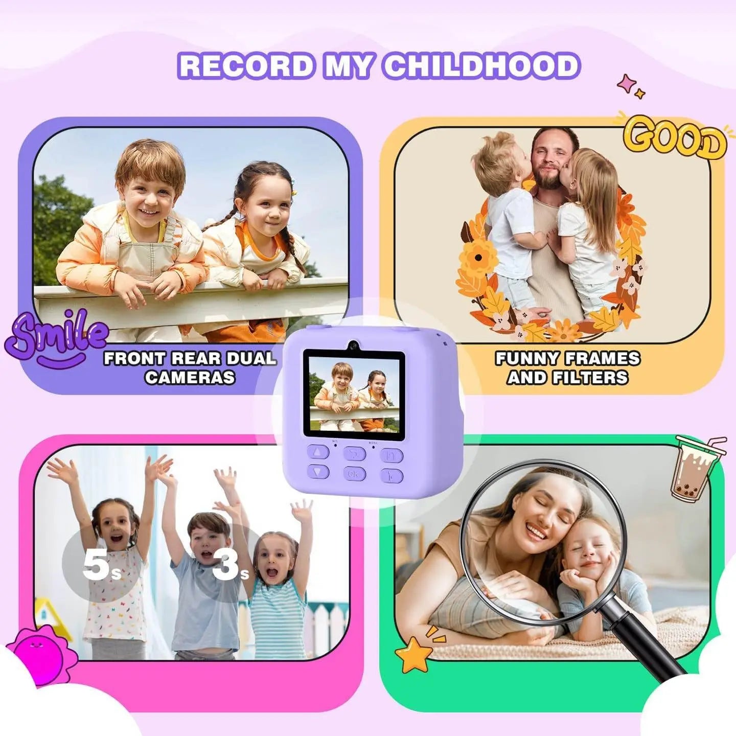 Mgaolo Kids Camera Instant Print Photo,Children Digital Camera Toys Gift with HD Video