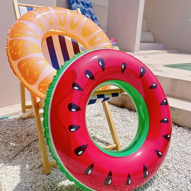90 size inflatable swimming ring - fruit patterned swimming inner ring with anti leakage valve, thick PVC material