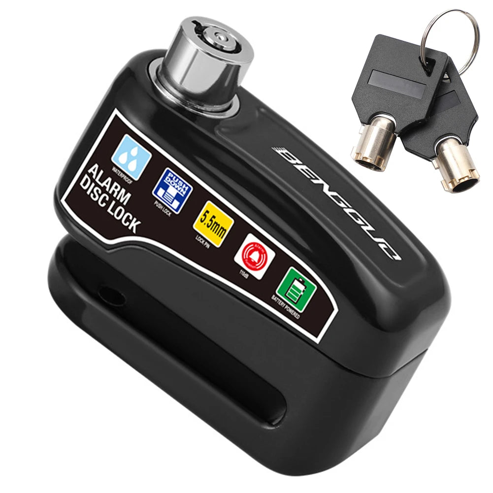 Motorcycle Alarm Wheel Disk Brake Lock with Keys Bicycle Alarm Disc Brake Electric Lock Anti Theft Motorcycle Bike Accessories