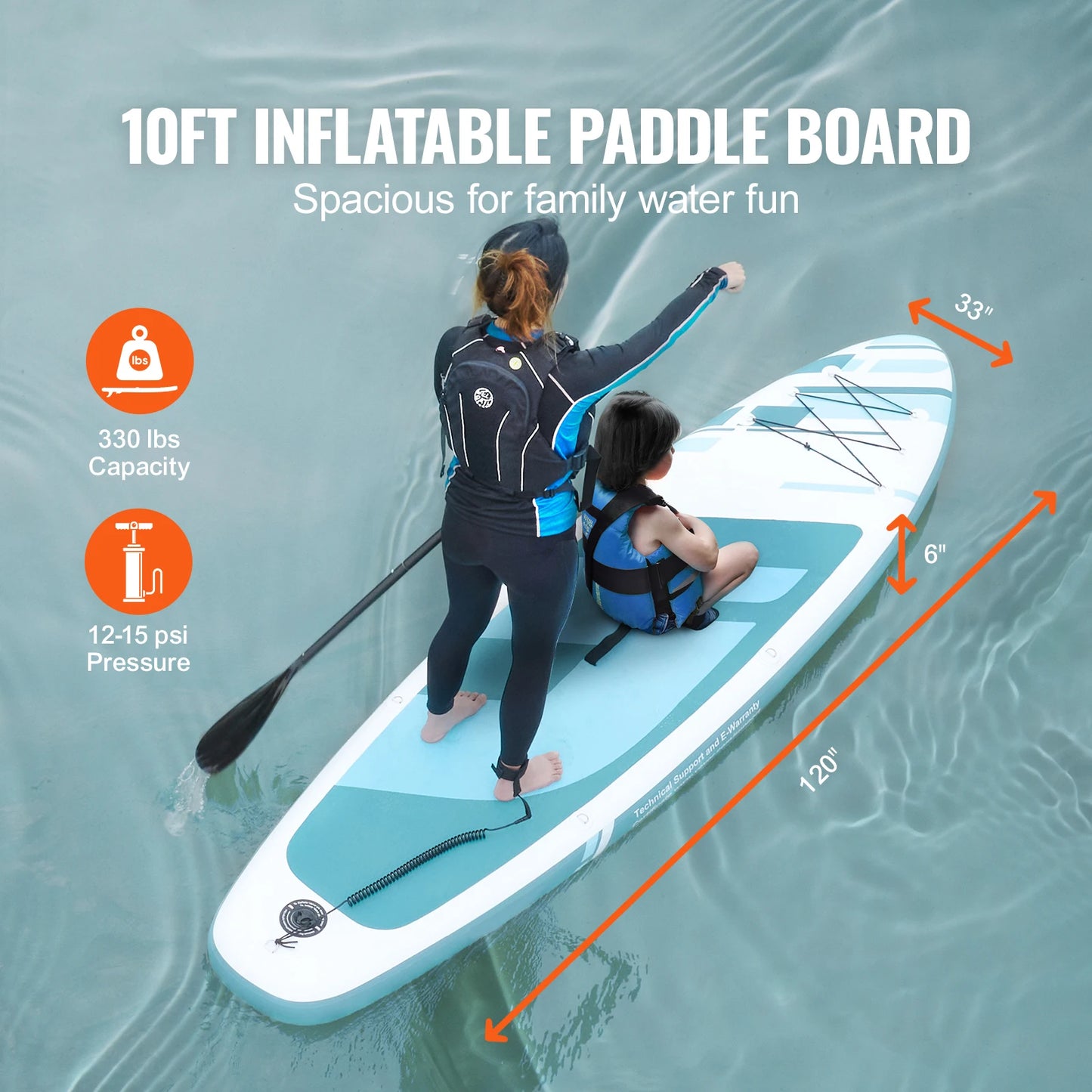 SucceBuy Inflatable Stand Up Paddle Board 10' x 33" x 6"Wide SUP Paddleboard w/ Board Accessories Non-slip Deck for Youth &Adult