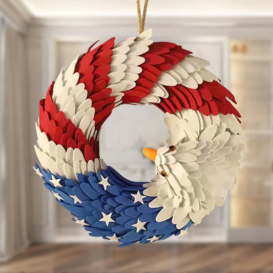 4th of July Wreath Patriotic American Wreath Festival Garland for Front Door Decorations
