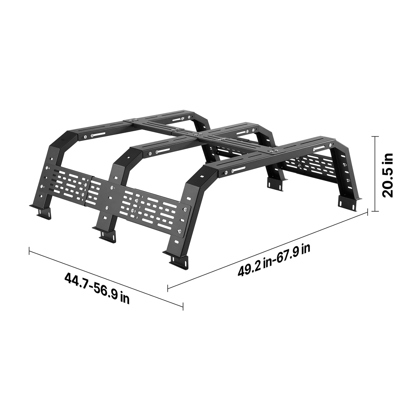 SucceBuy Overland Truck Bed Rack 49.2-67.9 in Width  Rack w/ Sidebar 900 lbs Static Capacity Duty Steel  w/Tacoma/Gladiator JT