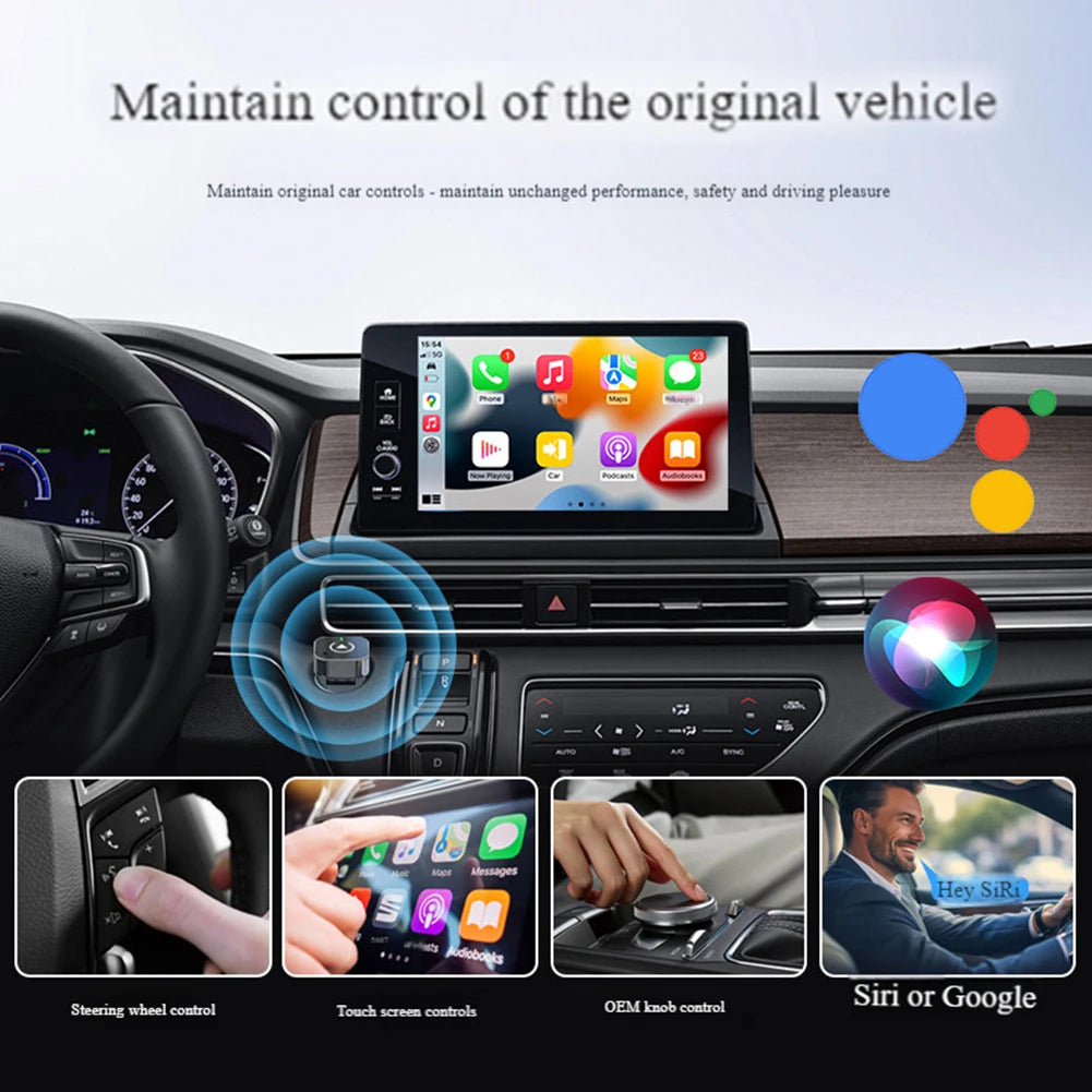 1-5pcs Wireless CarPlay & Android Auto Adapter Smart USB Dongle Auto Connect Plug Play for iPhone and Android Factory Wired Cars