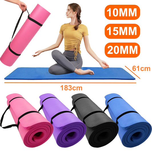 PORIYA 10/15/20MM Thick Yoga Mat Pad NBR Nonslip Exercise Fitness Pilate Gym Durable
