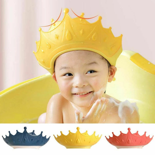 3PCS Adjustable Kids Baby Shower Cap Children Bath Wash Hair Eye Care Crown Shape Hat