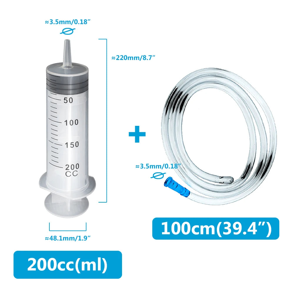 Large Capacity Syringe 50ml 100ml 150ml 200ml 250ml 350ml 550ml Plastic Injector Pump Oil Glue Fluid Reusable 100cm Hose Syringe