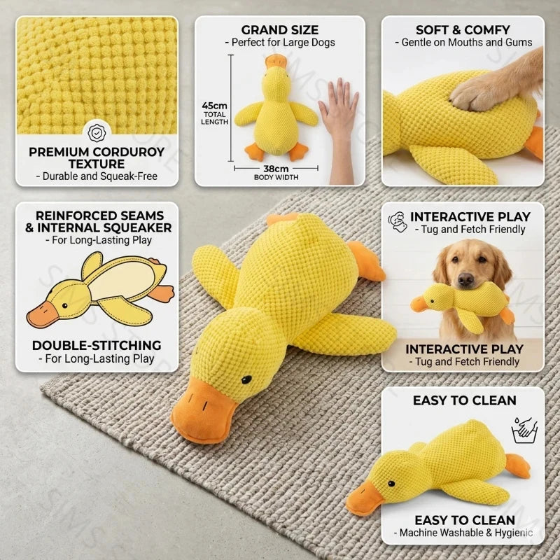 Yellow Duck Plush Dog Chew Toy Bite Resistant Molar Puppy Interactive Toy Relieve Boredom for Small Pet Dogs