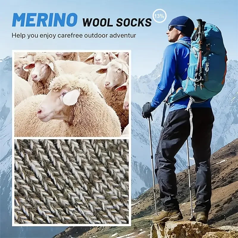 5 Pairs Merino Wool Socks For Men, Super Thick Hiking Socks Thermal Socks For Cold Weather 2030
