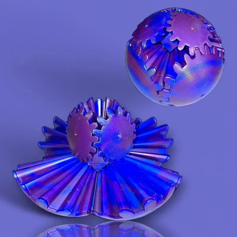 3D Printed Gear Ball Fidget Toys Spin Ball or Cube Stress Relief Desk Toy Anxiety Relax Activity for Kids Adults Gifts
