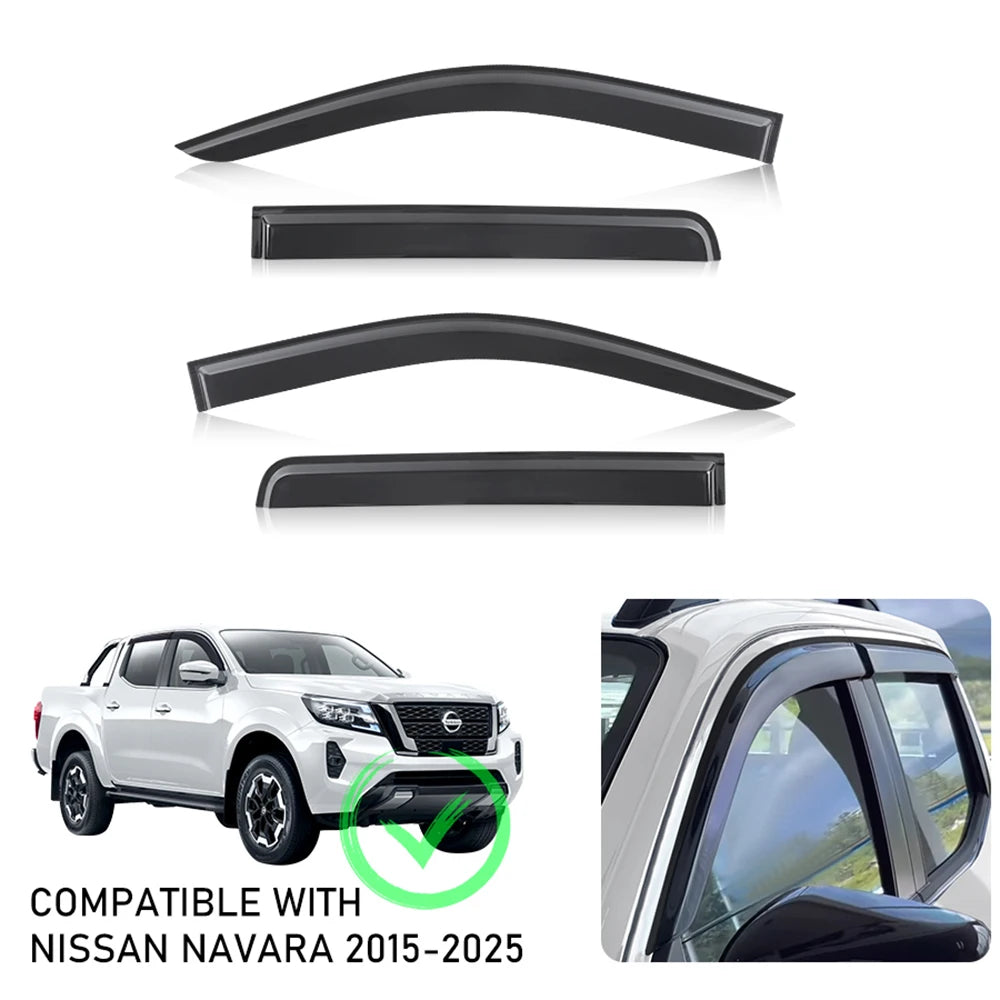 Window Visors Sun Rain Deflector Guard Weathershield For Nissan Navara Frontier NP300 2015-2025 Dual Cab Car Styling Accessories
