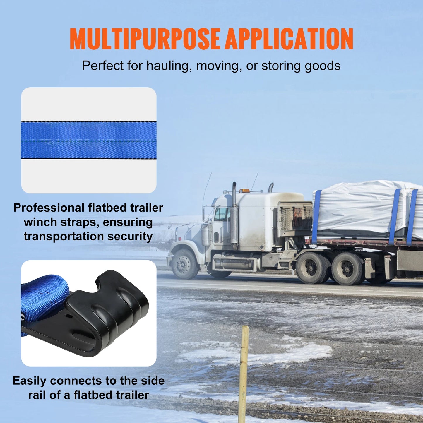 SucceBuy 30/40 ft Winch Truck Straps with Flat Hook Flatbed Tie Downs Cargo Control for Trailers Towing Farms Rescues Tree Saver