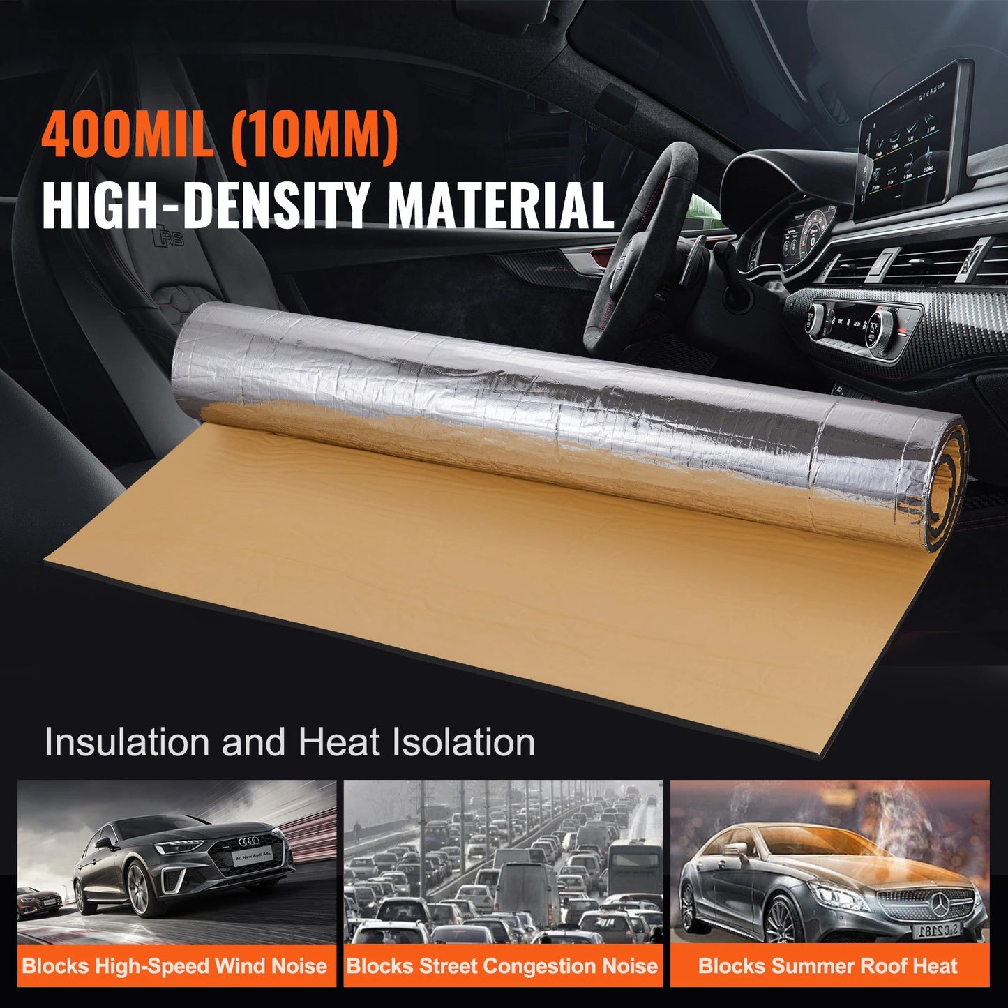 SucceBuy Car Sound Deadening Mat Foam/ Dampening Sound Deadener Material & Heat Barrier Waterproof Acoustic Insulation Mat