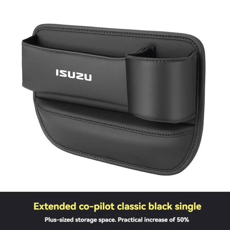 For ISUZU Car Accessories Leather Car Seat Gap Organizer Crevice Side Storage Box Filler Side Storage Pocket with Cup Holder