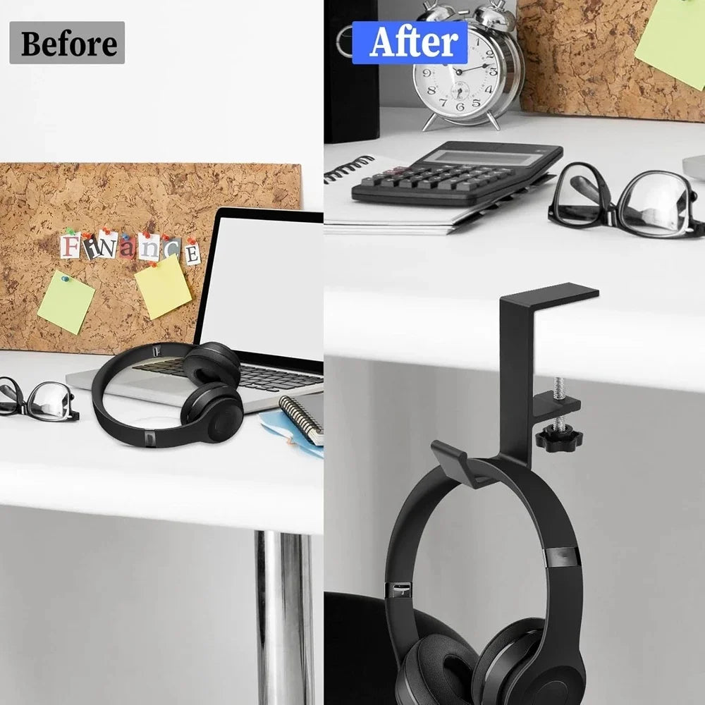 1/2pcs Punch-Free Adjustable Desk Edge Hook Multifunctional Headset Hanger Backpack Storage Rack No Drilling Hanging Desk Stand