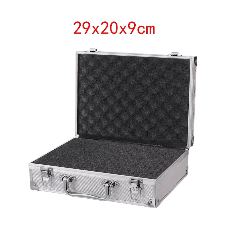 Shockproof Aluminum Tool Organizer Case, Portable Protective Box with Foam Sponge for DIY and Industrial Use