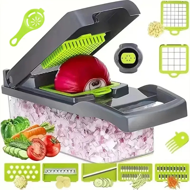 2026 Best-seller 16 IN 1 Multifunctional Vegetable Chopper Handle Food Grater Egg Liquid Separator Peeler Vegetable Slicer Dicer