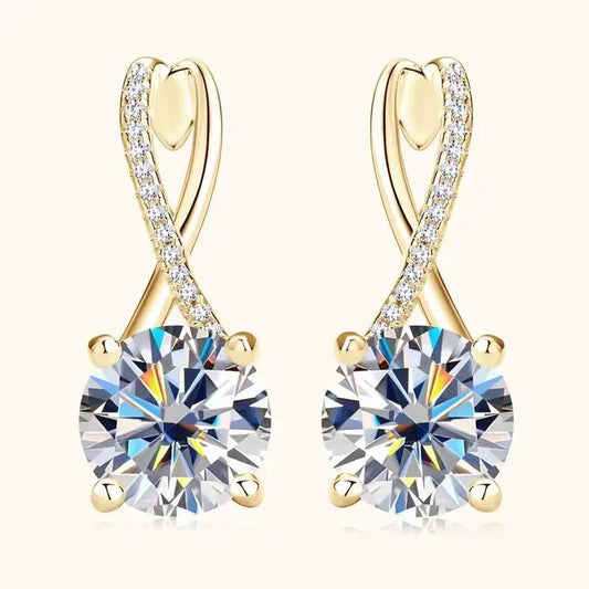 Taoyu D2.0CT Moissanite Drop Hie Earrings Real Silver Women Gold Plated Hoops Infinite Earring Certified Wedding Jewelry