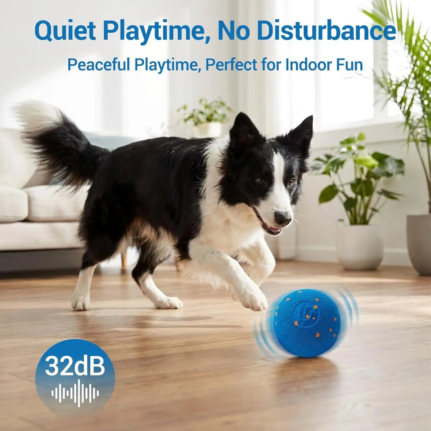 Smart Interactive Dog Toy Ball, Automatic Moving Rolling & Bouncing, Motion Activated E-TPU Dog Ball, Waterproof Chew Resistant