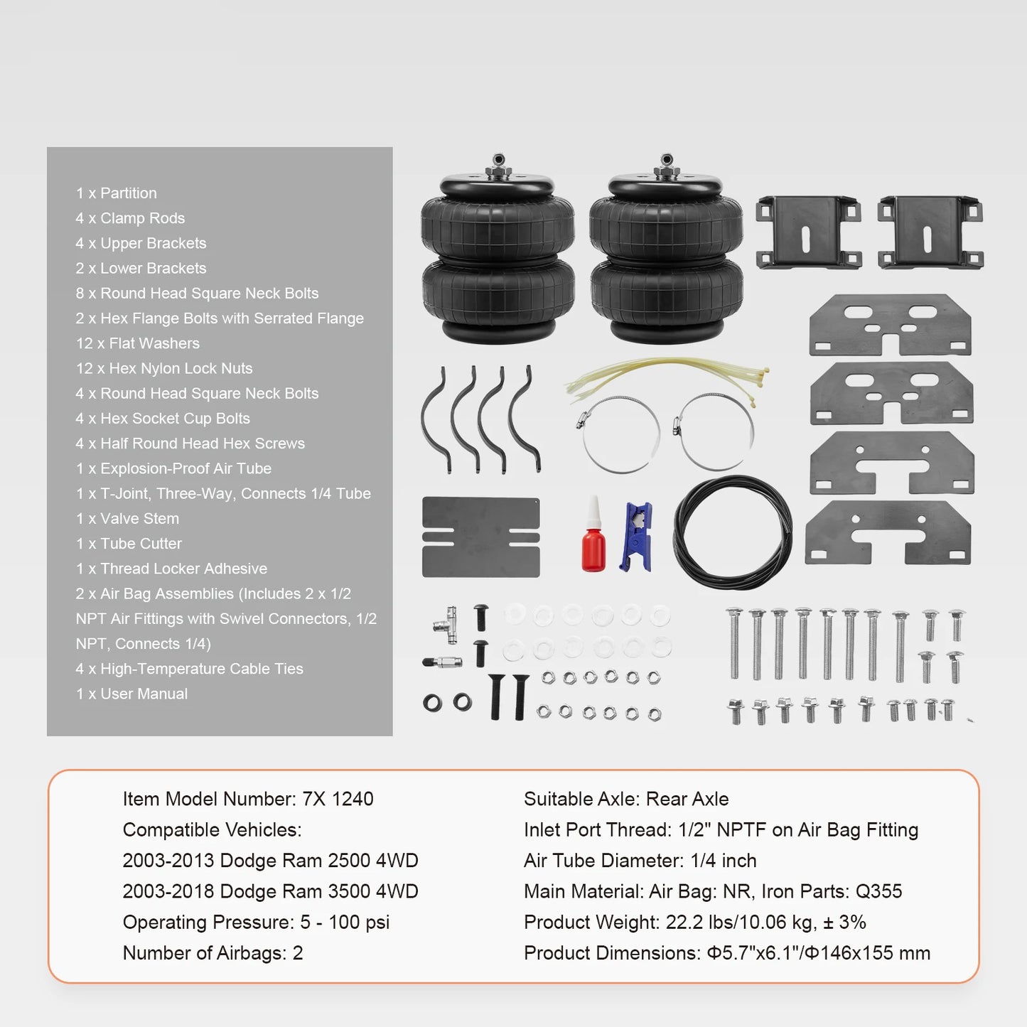 SucceBuy Air Bag Suspension Kit Air Springs Suspension Bag Kit Compatible with 1999-2004 2008-2010 Ford F250/F350 2WD 4WD