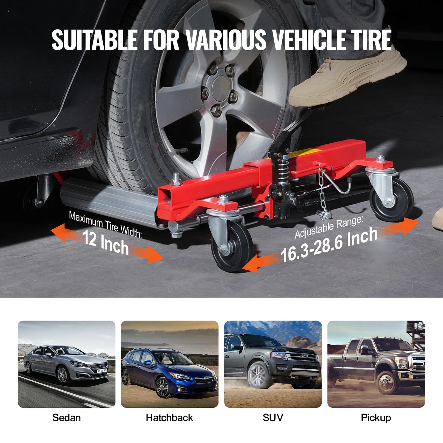 SucceBuy Wheel Dolly Heavy Duty Vehicle Positioning Hydraulic Tire Jack Max Capacity 1500 Lbs  Dolly for Car Auto Repair Moving