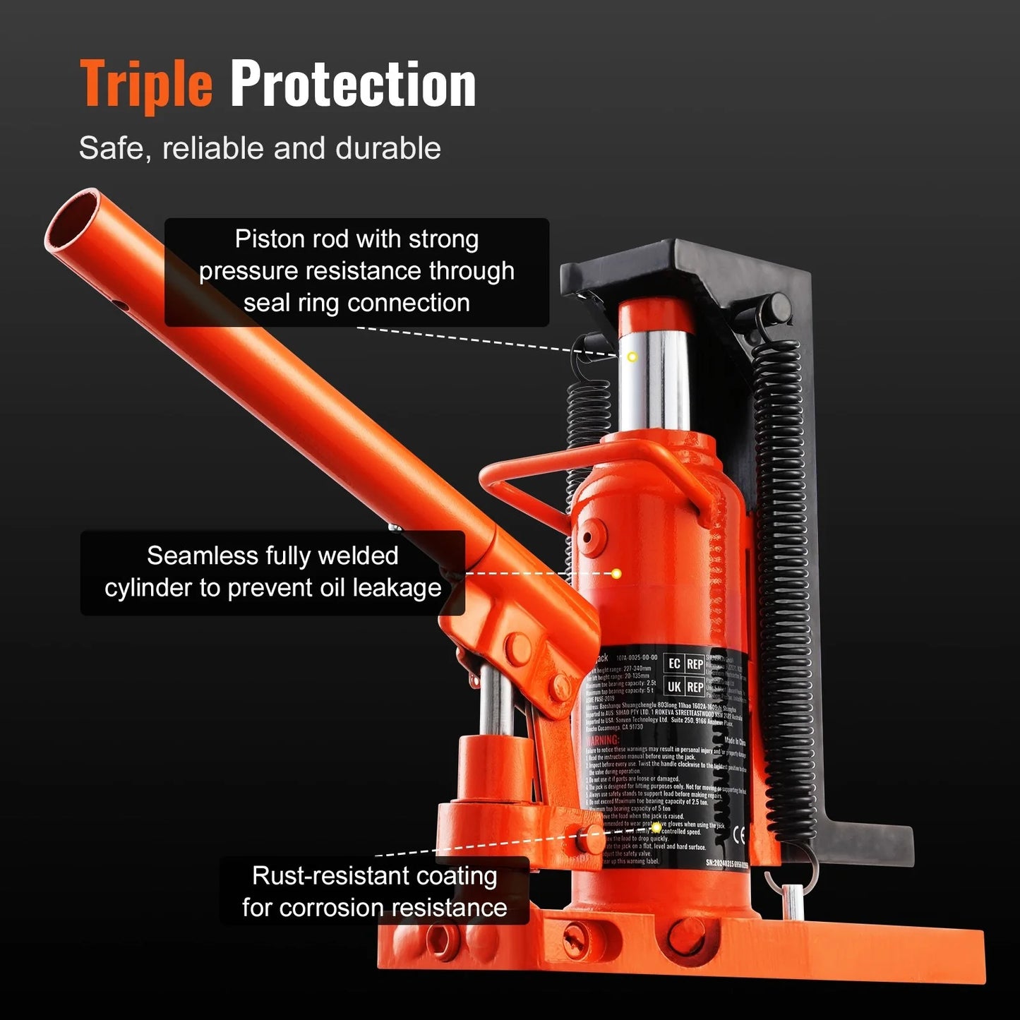 SucceBuy Hydraulic Toe Jack 2.5 Ton On Toe Toe Jack Lift 5 Ton On Top Lift Capacity Machine Jack 0.8-5.3 in
