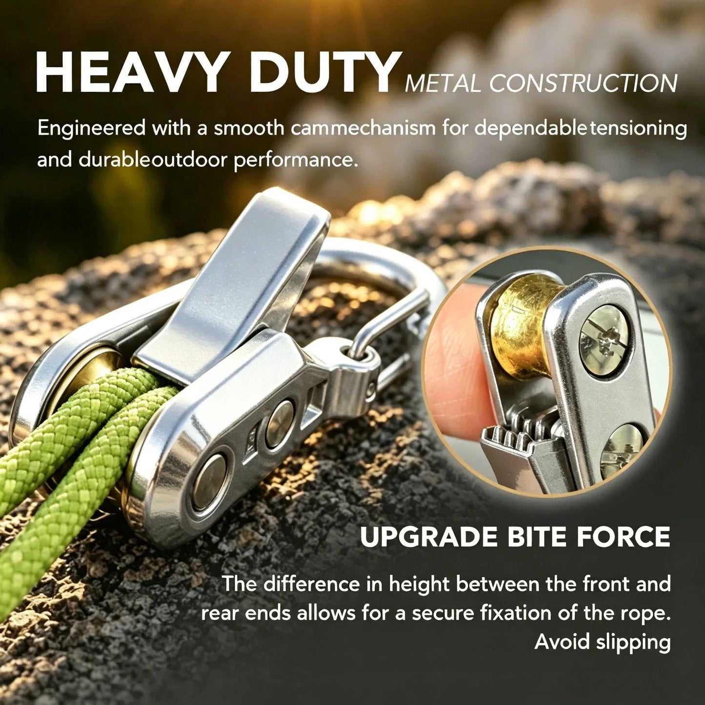 Rope fasteners and tensioners - High-strength retractable paracord with alloy carabiners and windproof binding straps