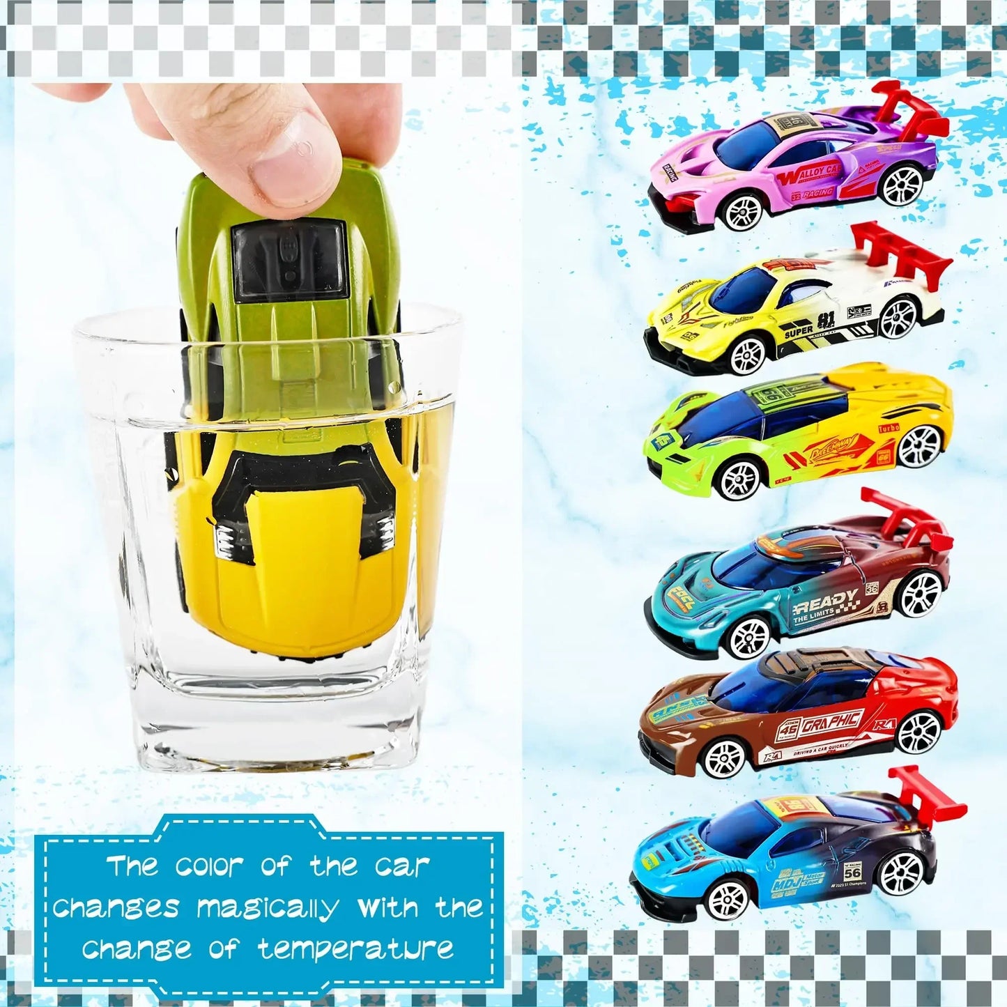 1:64 Mini Water & Temp Color Change Alloy racing cars Toy Pull Back Racing Vehicles Model Toy for Bath  Pool Water Funny Gift