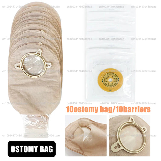 10barriers or 10bags Medical Ostomy Supplies Colostomy Bags Two Piece Drainable Pouches with hoop and look Ileostomy Stoma Care