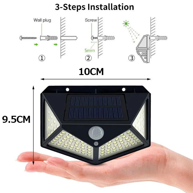 2-12pcs 100 LED Solar Power Motion Sensor Light Outdoor Security Garden Waterproof