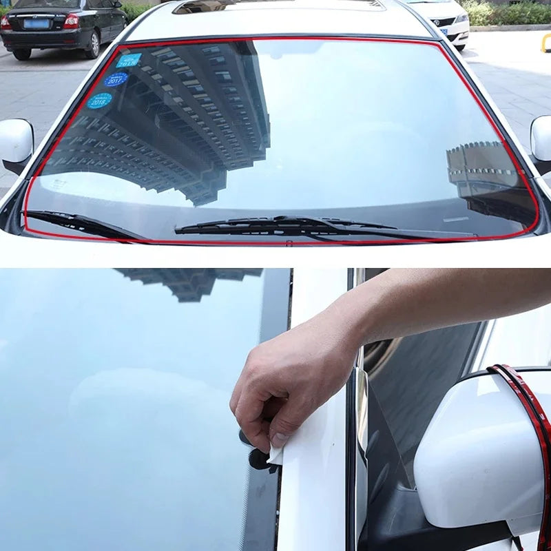 1Roll/2m Car Front Window Windshield Sealing Strip Car Stickers T-Type Seal Sunroof Water Leakage Sound Insulation Rubber Strip