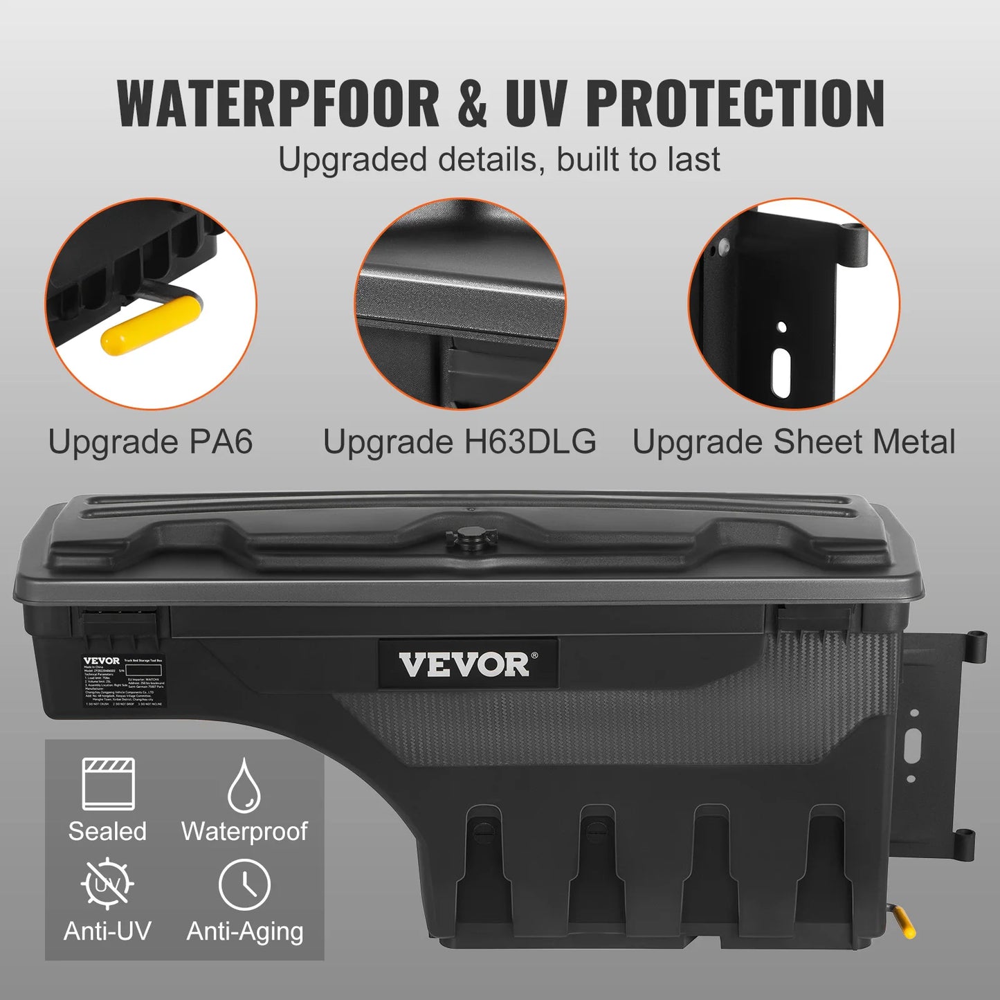 SucceBuy Truck Bed Storage Box Lockable Waterproof and Durable Compatible with Ford F-150 2015-2021 Passenger Side