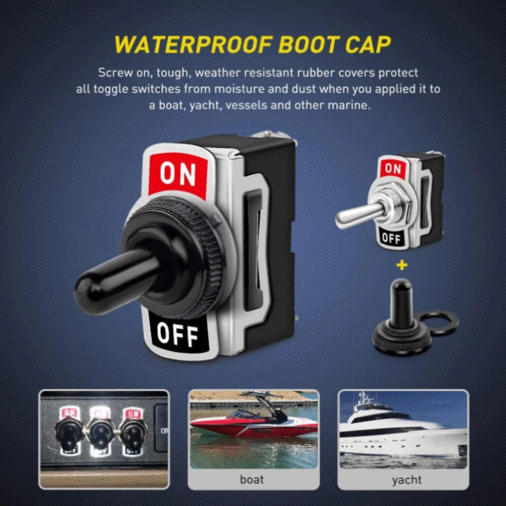 Heavy Duty Car Boat On Off 12V Toggle Flick Switches with Waterproof Cover Car Rocker On Off SPST Terminal Auto Toggle Switch