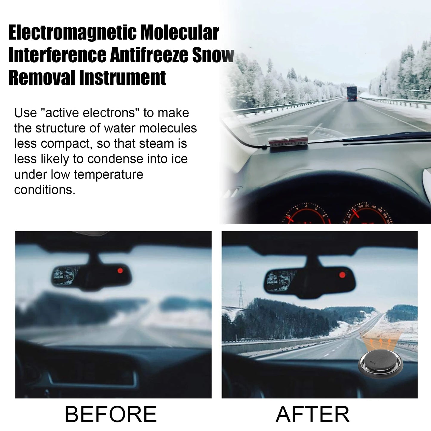 Advanced Electromagnetic Car De-Icer Portable Molecular Oscillation Ice Remover Tool for Windshield Instant Defroster & Demister