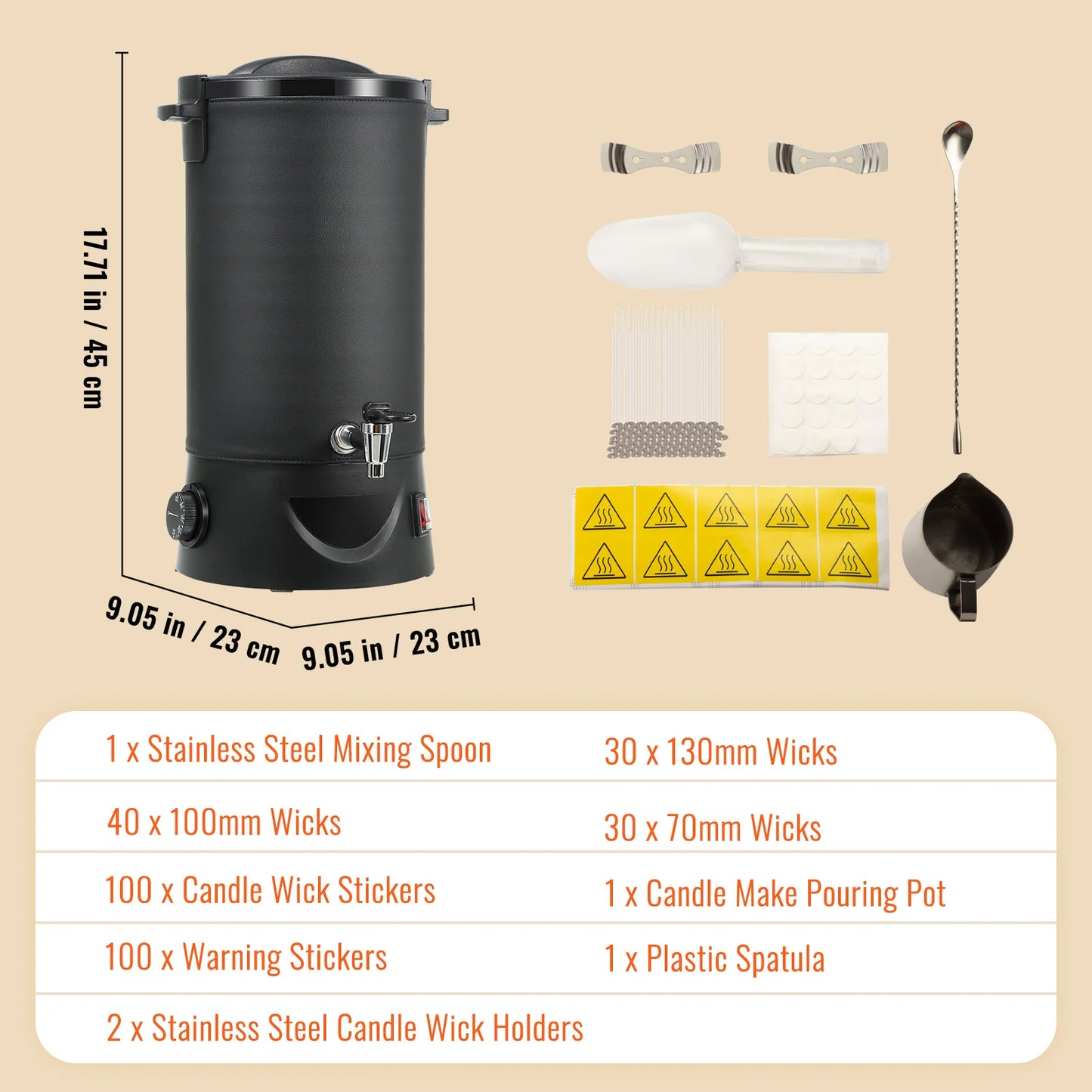 SucceBuy 6.5 L 10 L Wax Melter for Candle Making Large Electric Wax Melting Pot Easy Pour Spout 9-Level Temperature Control