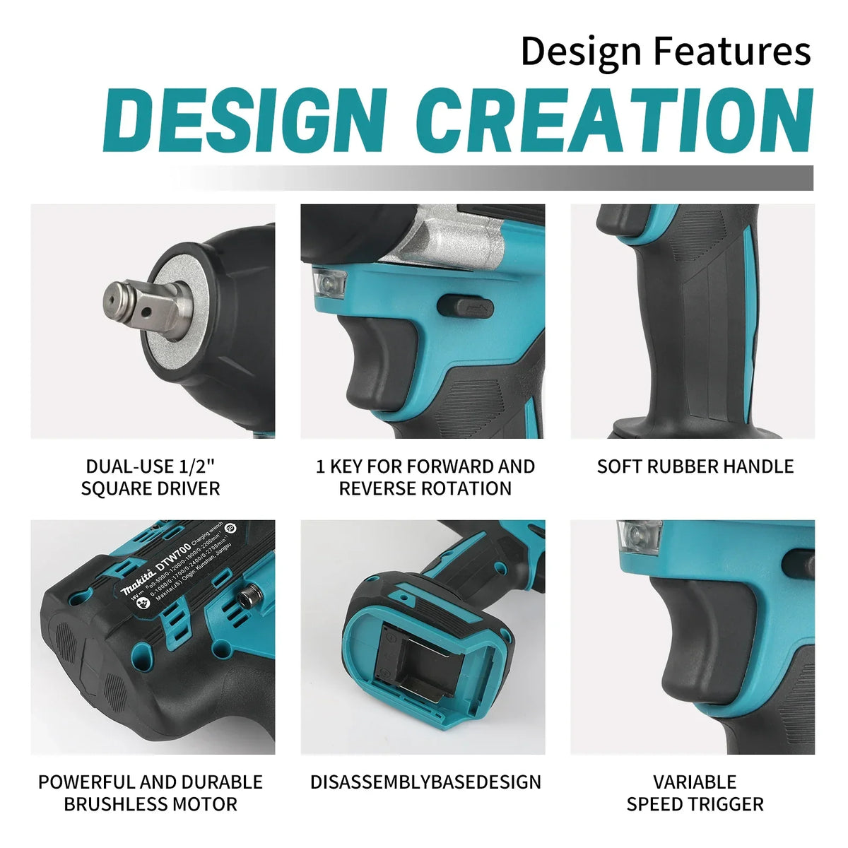 NEW 2026 Makita 18V Cordless DTW700 Impact Wrench,Professional Brushless,700Nm Torque,Variable Speed,Wear Resistant Auto Stop