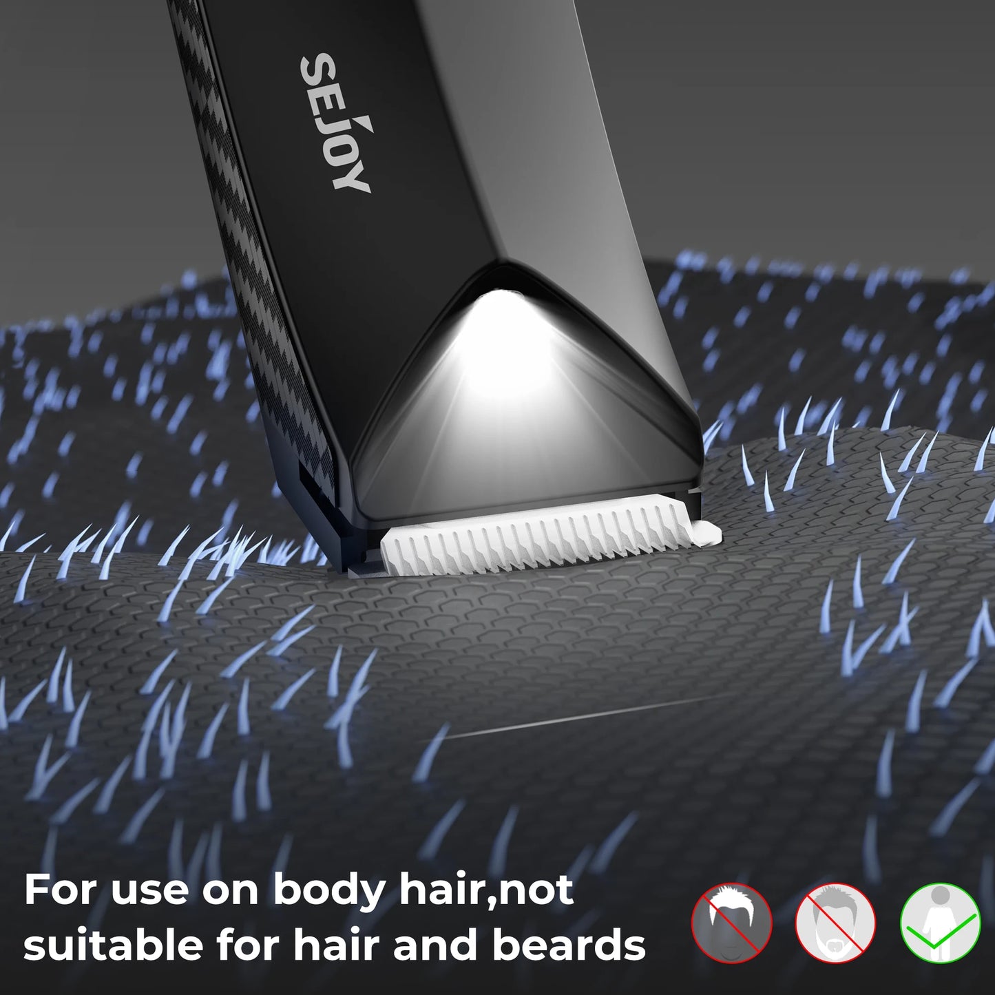 Sejoy Body Hair Trimmer for Men, Electric Groin & Body Groomer for Pubic Hair, Chest, Legs & Underarms, Waterproof & Rechargeable Hair Cutting Kits