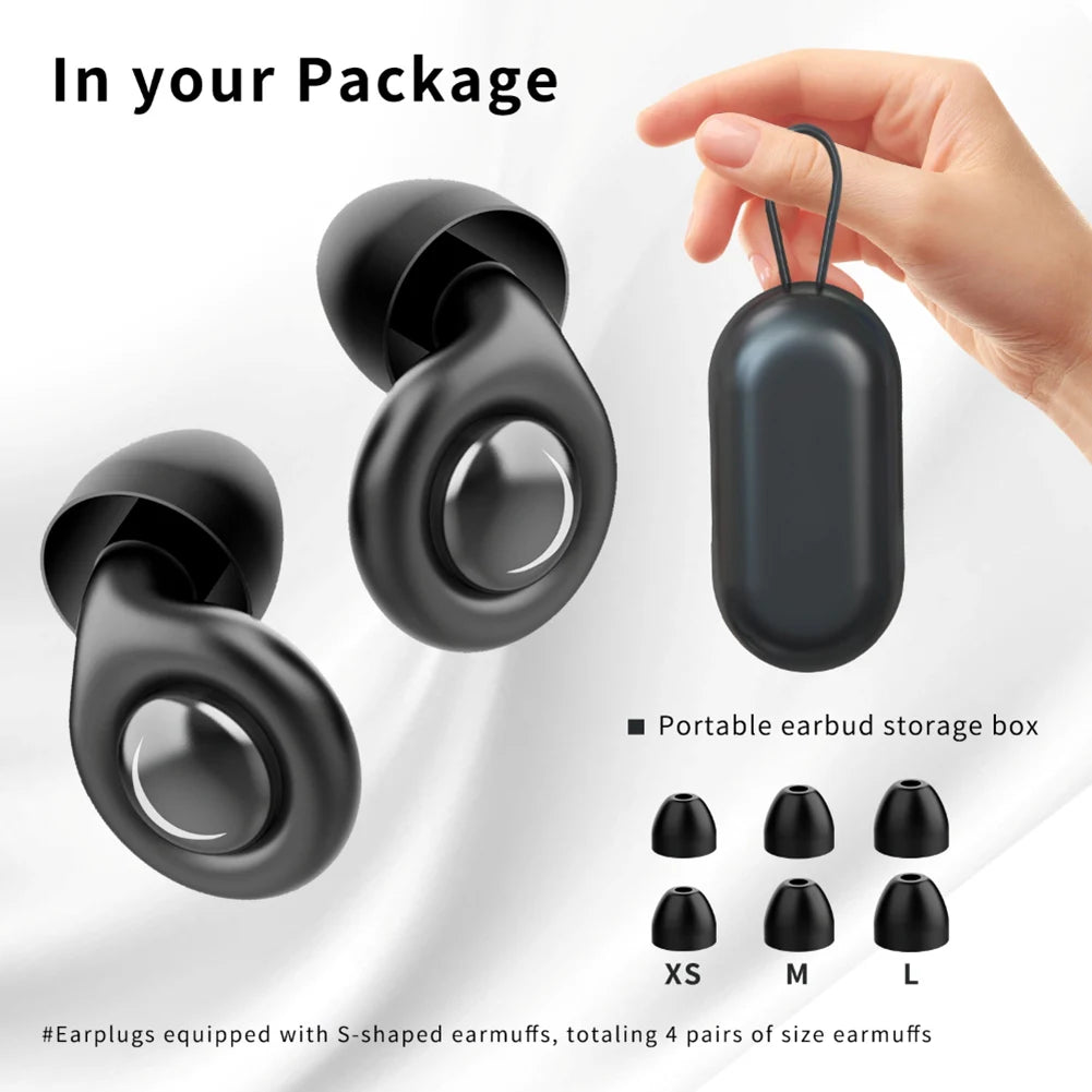 Silicone Ear Plugs Noise Cancelling Reusable Hearing Protection Anti-noise Earplugs with 10 Eartips & Carrying Case for Sleeping